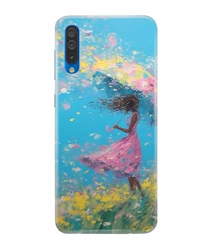 Image of Printed Hard Back Case Cover & Compatible for Samsung Galaxy A50 / Samsung A50S / Samsung A30S | Painting Girl with Umbrella (Multicolor) - D1194