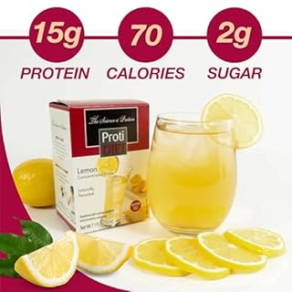 ProtiDIET Lemon flavored High Protein Concentrated Drink Mix - 15g Protein per 30mL pouch - Fat Free Nutritional Drinks with Collagen, Refreshing On-the-Go Protein drink - 7 Pouches Per Box