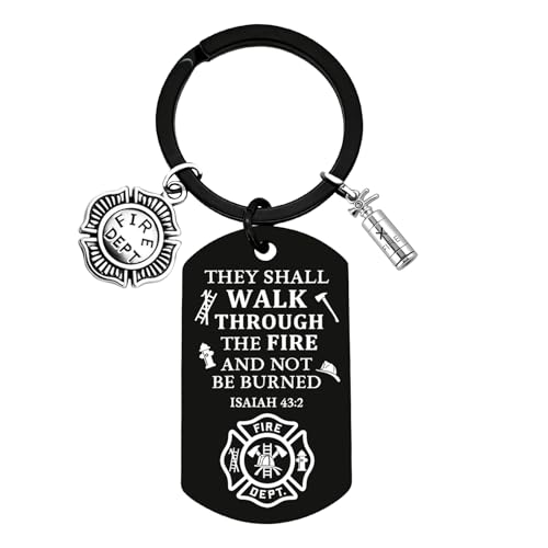 Firefighter Gifts for Men, Inspirational Firefighter Keychain, Laser Engraved “They