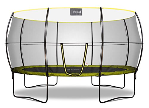 Rebo® Oval Base Jump II Trampoline With Halo II Enclosure - 10x14ft | OutdoorToys | Kids' Outdoor Trampoline for Gardens, Enclosure Included, Children's Play Equipment