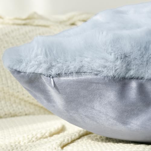 AVOIN colorlife Set of 2 Soft Faux Fur Bubble Throw Pillow Covers 20 x 20 Inches, Fluffy Plush Velvet Cushion Cases Pillowcases Home Decorative for Couch Sofa Bed Blue by AVOIN colorlife - Image 6