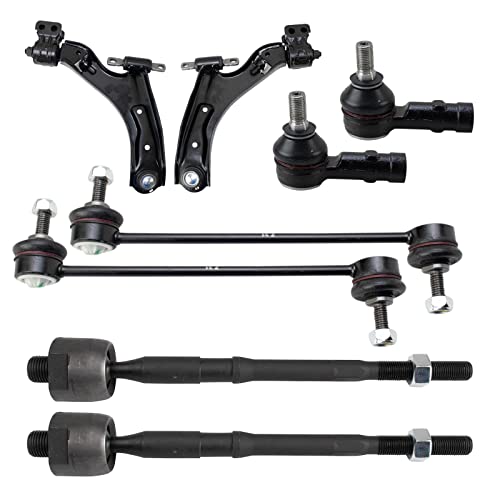 TRQ Front Steering & Suspension Kit Control Arm with Ball Joint Sway Bar Stabilizer Link Tie Rod Compatible with 2013-2015 Chevrolet Spark 2014-2016 Spark EV