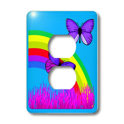 Papillons arc-en-ciel plaque de prise double déco colorée