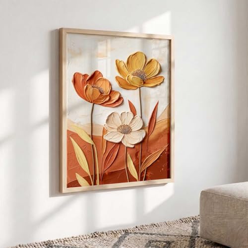 Image of kotart Aesthetic flower Art Home Decoration Painting | Floral Paintings With Frame For Living Room Bed Room Hotel Wall Decor Digital Reprint (14X20 inch)