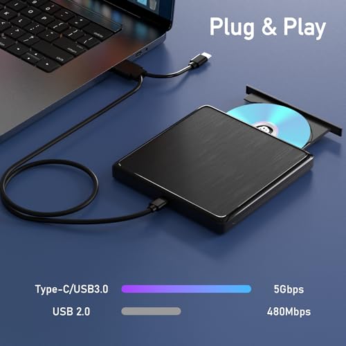 Lecteur externe USB CD/DVD pour PC portable sans lecteur optique interne - 3