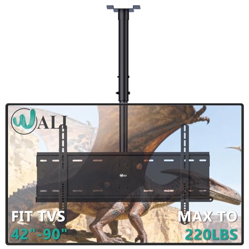 Image of WALI Ceiling TV Mount for 42-90 inch, Hanging Adjustable TV Ceiling Mount Bracket Fits Most LED, LCD, OLED 4K TVs, Holds up to 220lbs, Max Mounting Holes 800x400mm (CM4290), Black
