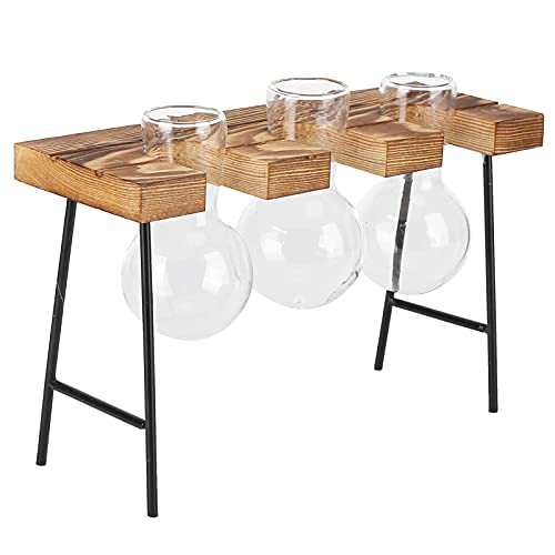 Vaso de mesa, vaso de planta durável plantador de vidro para escritório(Três garrafas + banco)
