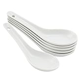 com-four® 6x Asiatische Reislöffel, Suppen- und Servierlöffel aus weißem Porzellan z.B. für Reisschalen oder Vorspeisen (6 Stück - weiß)
