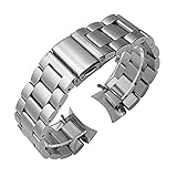 FYXT HQ. Aspetto in acciaio inox adatto for Samsung Galaxy Watch S3 46mm SM-R800. Braccialetto da polso cinturino curvato banda sportiva in argento nero(Silver)