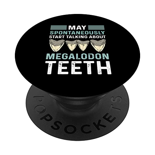 Megalodon Tooth Hunting. Shark Tooth Fossil Tooth Hunter PopSockets Swappable PopGrip, Black