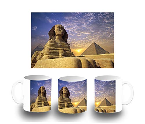 Imagen de MERCHANDMANIA TAZA BLANCA ESFINGE EGIPTO GIZA PIRAMIDES color mug