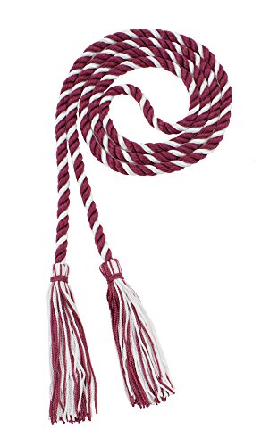 Image of Graduation Honor Cord - Maroon /White - Every School Color Available - Made in USA