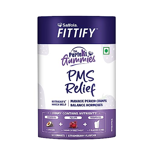 Saffola FITTIFY The PerfeKt Gummies | PMS Relief | 30 Gummies | Manage Period Cramps | Balance Hormones | Helps in Managing PMS Bloating & Mood Swings | Rich in Nutrients | Strawberry Flavour (B0BBPM7R36) Amazon Price History, Amazon Price Tracker