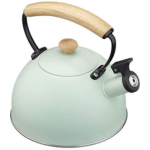 Navaris Hervidor de agua con silbato para cocina - Vintage menta - 2,3 l Cover