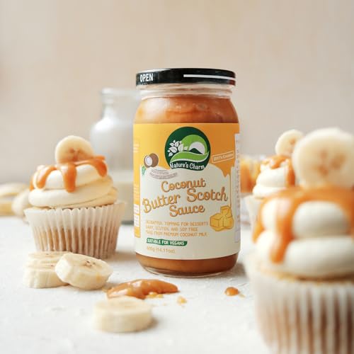 Nature’s Charm Dessert Sauce Kokosnuss Butter Scotch – Sauce auf Kokosnussbasis – Ideal als Topping für Süßspeisen – 1 x 200 g