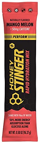 Honey Stinger Perform Rapid Hydration Powder | Mango Melon Electrolyte Multiplier for Exercise, Endurance and Performance | Sports Nutrition for Home & Gym, Pre and Post Workout | 10 Packets