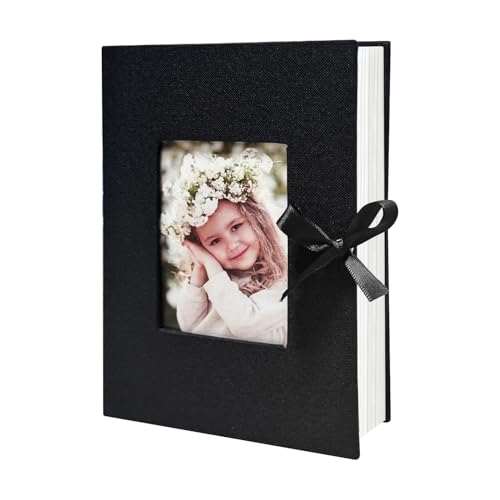 HenPisen Photo Album 4x6 100 Pockets, Slip-in Picture Albums, Linen Cover Top Loader Vertical Pockets Albums for Baby, Kids Boy Girls, Wedding, Family, Anniversary, Black
