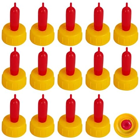 Small Animal Milk Drink Nipples with Flutter Valves Soft Rubber Cow Calf Milk Drinking Nipple for Goats Lambs Sheep Piglet Screw On Soda Bottle,15Pieces Cover