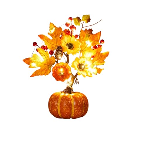 Lovskoo Fake Pumpkin Decor, Pumpkin Tree Light Fall Centerpieces for Tables - image 3