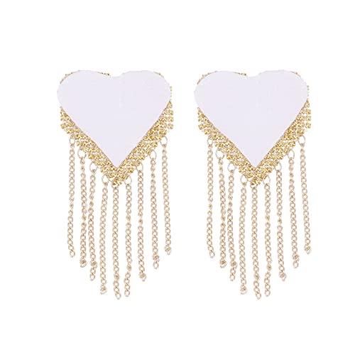 Image of ZGMYC Sparkly Rhinestones Metal Chain Nipple Cover with Tassel, Reusable Adhesive Pasties Sexy Bra Body Chain