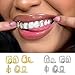 Oxxggkao Cubic Zirconia Openwork Dentals Grillzs Set Gold Silver Tone Copper Base Metal Comfort Fit For Fashion Enhancement