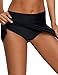 luvamia Women's Black Pleated Swim Skirt Mid Waist Swimsuit Bottom Swimwear Small (Fits US 12 - US 14)