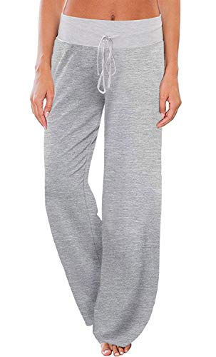 Image of AMiERY Women's Comfy Casual Pajama Pants Floral Print Drawstring Palazzo Lounge Pants Wide Leg