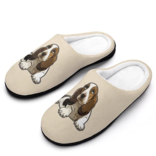 Basset Hound Women's House Slippers Warm Cotton Anti-Slip Slippers Home Shoes Indoor Outdoor 7-8（39-40 - Main Image