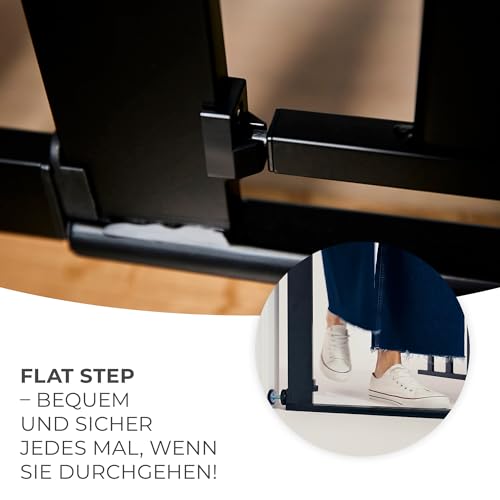Kinderkraft Lock&GO Treppenschutzgitter Ohne Bohren, Türschutzgitter, Kinderschutzgitter, von 75 bis 103 cm, 90 Grad öffnen, doppelte Verriegelung, Schwarz