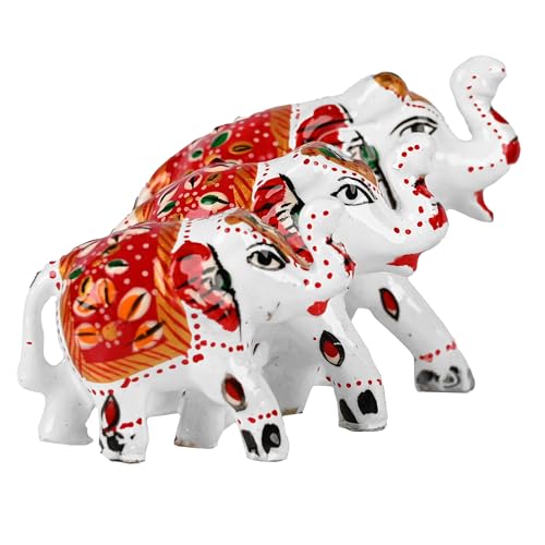 Set de 3 estatuas decorativas de elefantes tradicionales miniatura 6