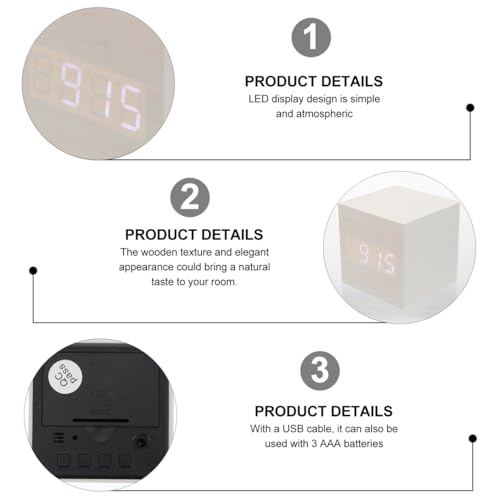 Reloj despertador con doble pantalla LED Healifty y sensor térmico para mesita 6