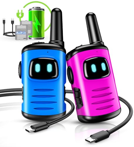 Veopoko Rechargeable Walkie Talkies - Toys for 3-7 Year Old Boys & Girls - Xmas Gifts & Birthday Presents - Stocking Fillers
