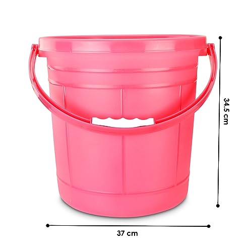 Image of Nayasa Frosty Deluxe Plastic Water Bucket 22L | Bathroom Water Storage Bucket | Lightweight Yet Strong and Rigid | No. 22 Medium | Pink