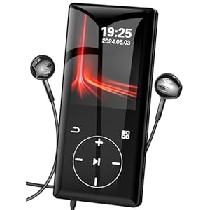 128GB MP3 Player with Bluetooth – Portable Mp3 Music Player with HiFi Speaker, 2.4″ Screen MP3 Player with Voice Recorder, FM Radio, Touch Buttons,Support up to 256GB SD Card (Black)