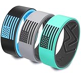 XAHH 3PCS USA American Flag Silicone Ring Set for Men Women,Patriotic Ring,Him Her Rubber Wedding Bands,Black Green Grey Size 9