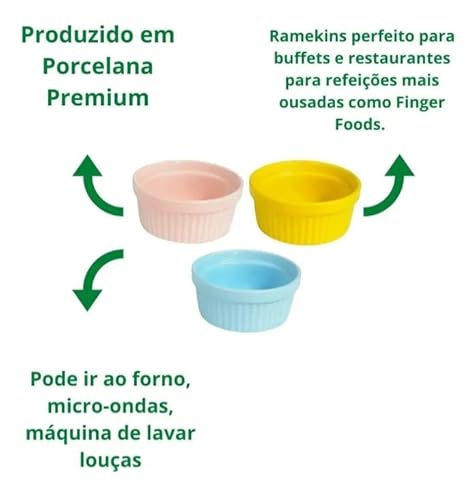 Kit 4 Ramekin Cerâmica Branco 50ml Molheira Potinho