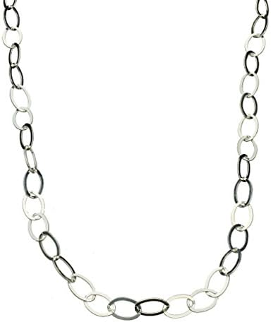 Sterling Silver 5x8mm Flat Oval Nickel Free Chain Necklace, 24"