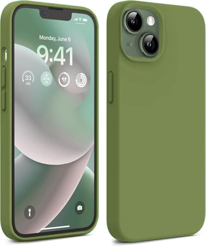 Image of DIZORO Compatible with iPhone 13 Case, Liquid Silicone Case, Full Body Protective Cover, Shockproof, Slim Phone Case, Anti-Scratch Soft Microfiber Lining, 6.1 inch - Pine Green