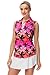 Womens Sleeveless Golf Shirts Half Zip Tennis Shirt Floral Collared Athletic Tops Coconut Trees XL