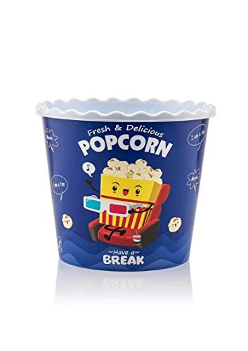 Ononexpress Modern Style Reusable Plastic Popcorn Box / Popcorn Containers / Popcorn Bowls Set For Movie Theater Night - (Bpa Free - Blue 4 Pack-75 Oz) #TOP3