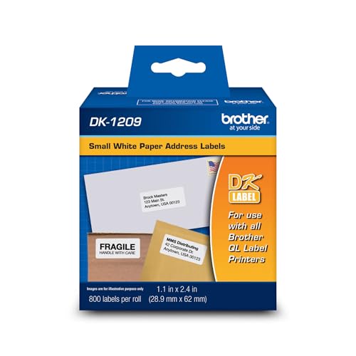Image of Brother DK-1209 Small Address Labels, White, 1.1 inch x 2.4 inch, Roll of 800