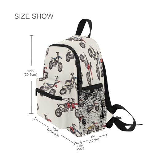 Fisyme Motocross Dirt Bike Vintage Toddler Backpack School Bag Kids Daypacks for Kindergarten Preschool Nursery Girls Boys, S3