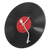 DOITOOL Orologio Disco Vinile da Parete Decorativo Nero in Plastica, Resistente e Artistico, per Ufficio e Soggiorno Design Vintage Unico