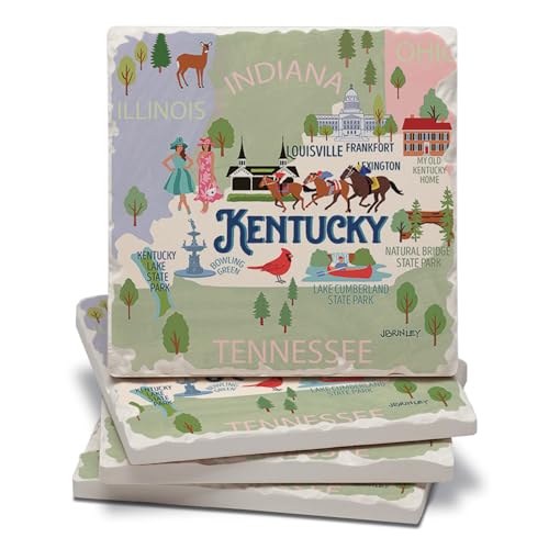 Thirstystone Kentucky Attractions 4 Pack Tumbled Tile Stone Coasters