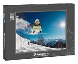 fotopuzzle.de: Puzzle 1000 Teile „Das Mädchen springt mit dem Snowboard vom Hügel“ – aus der Puzzle-Kollektion Sport, Winter, Menschen, Himmel & Jahreszeiten