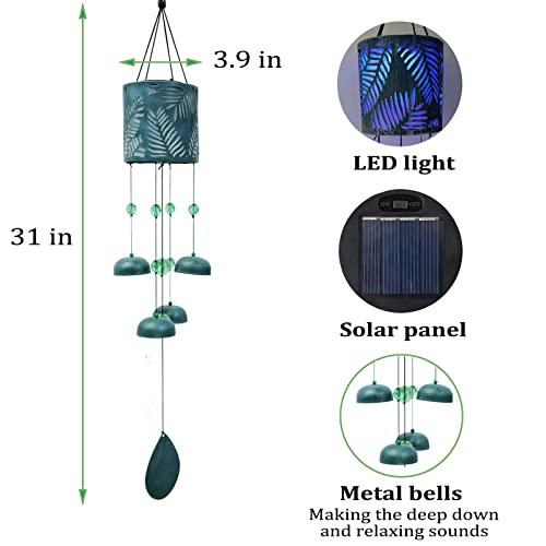 Solar Wind Chimes, Sapouni Solar Lanterns Light Garden Hanging Decor Color Changing Solar Butterfly Bell Wind Chimes Unique Gifts For Mom Grandma Women Wife Outdoor Garden Lawn Yard Decor (Green) #TOP2