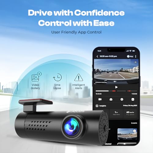 Image of LAPCARE 170 Wide Angle Dash Cam, Full HD 1080p, 360 Rotatable, Collision Sensor, Built-in Wi-Fi, GPS Tracking, Night Vision, Loop Recording, TF Card Slot- LWC-068