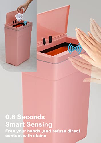 Caneca de basura automática sensor 13 galones rosa miniatura 4