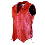 Deckra Classic Men's Genuine Leather Vest - Timeless Style Laceup Motorcycle Riding Biker Vest Club