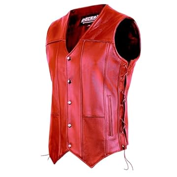 red leather motorcycle vest